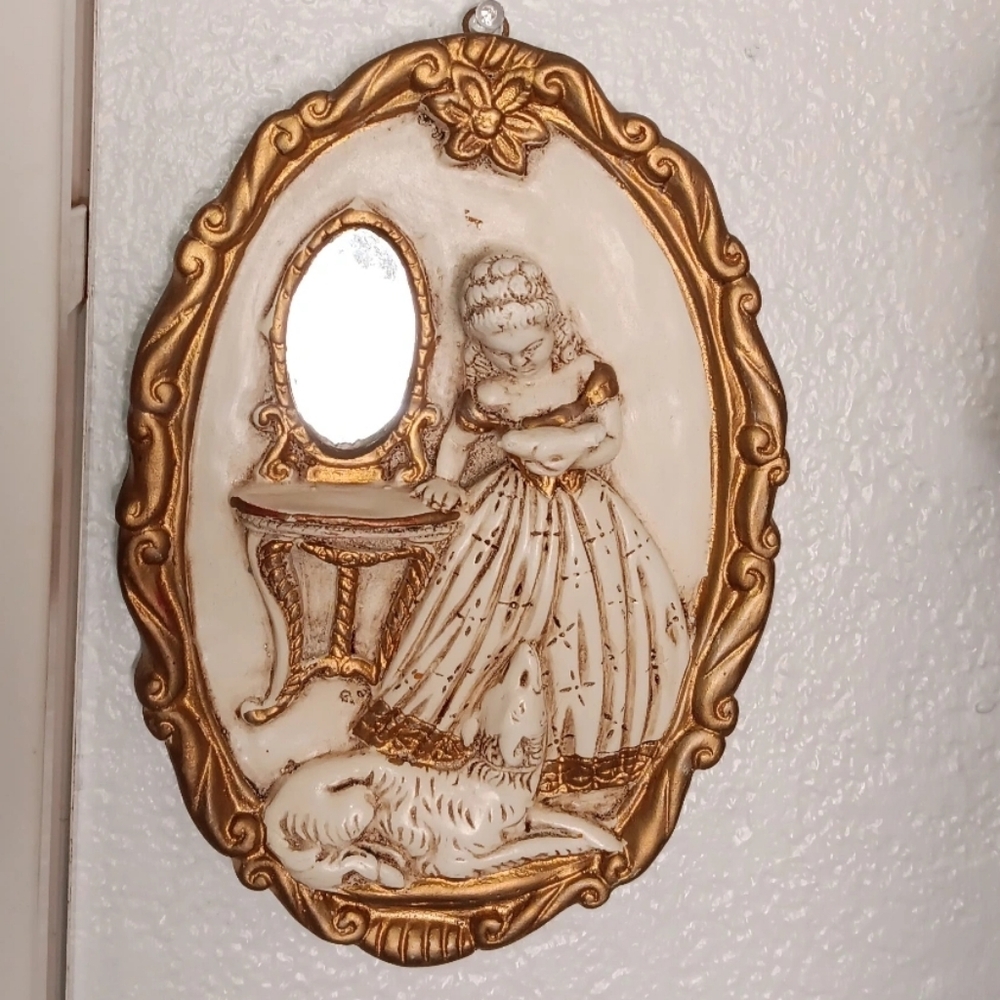 Vintage Gold and Cream Wall Plaque